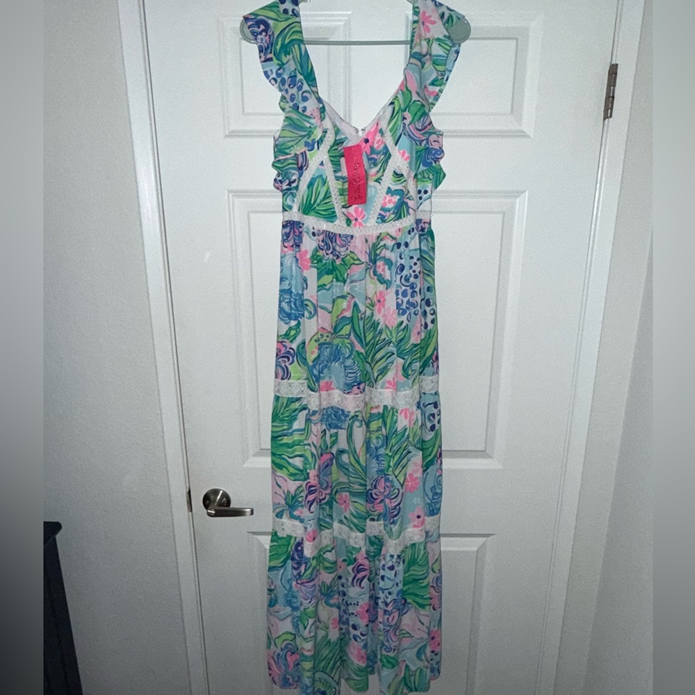 NWT Lilly Pulitzer Kitten Around Floral Lace Ivie Maxi Dress size 2